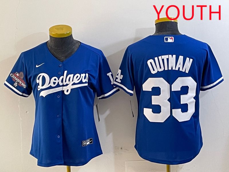 Youth Los Angeles Dodgers #33 Outman Blue Game 2025 Nike MLB Jersey style 2